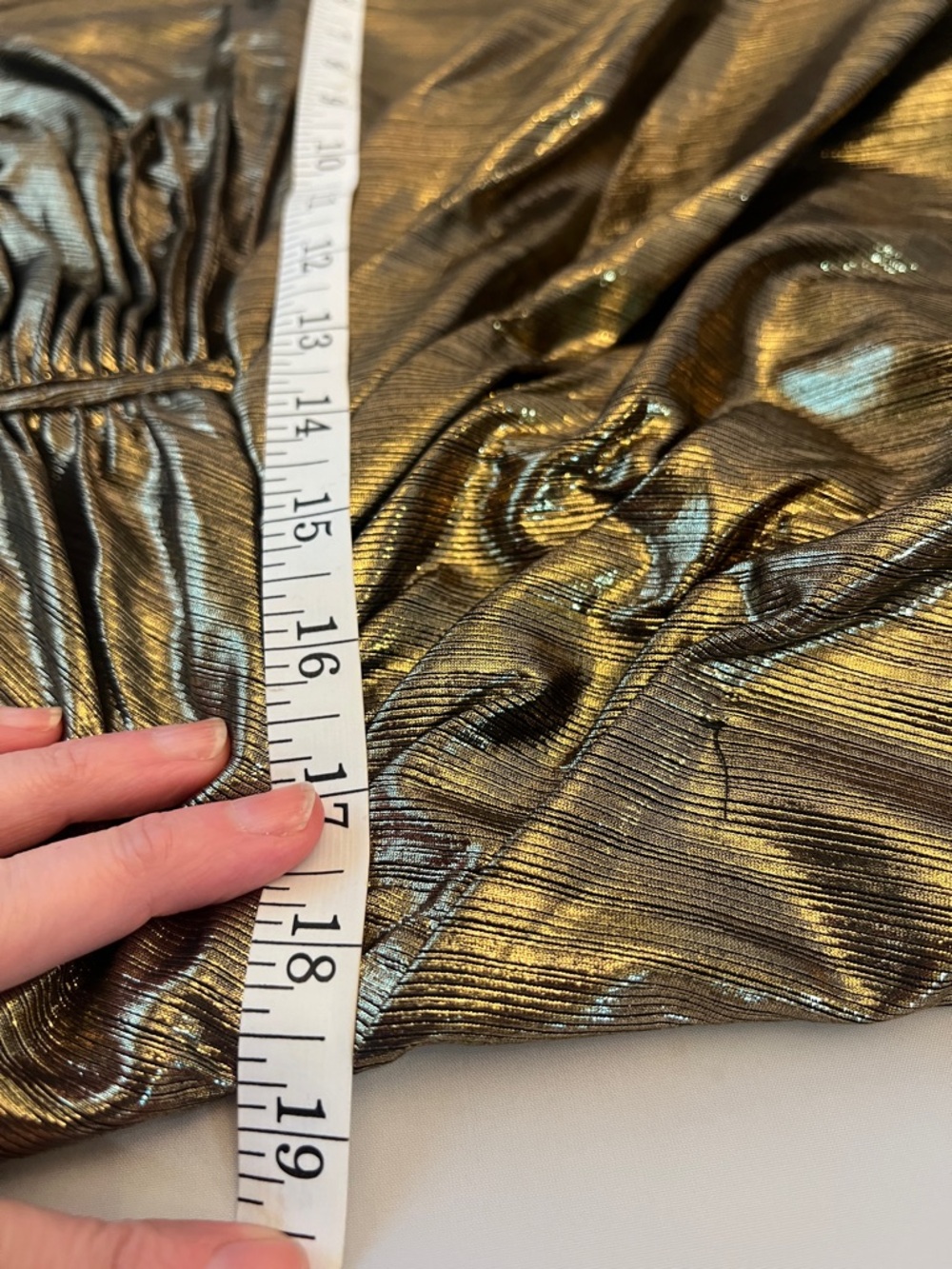 Mac Duggal 27075 Metallic Gold One-Shoulder Asymmetrical Dress. Sz L. NWT - Picture 15 of 16